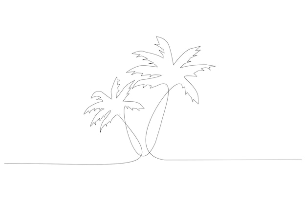 Vector dibujo de línea continua de la ilustración de vector de palmera estética vector premium