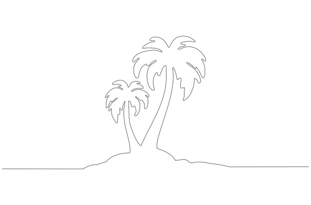 Dibujo de línea continua de la ilustración de vector de palmera estética Vector Premium