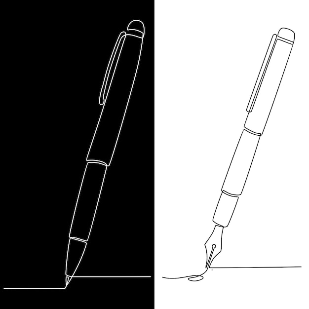 Dibujo de línea continua de la ilustración de vector de Pen Pen