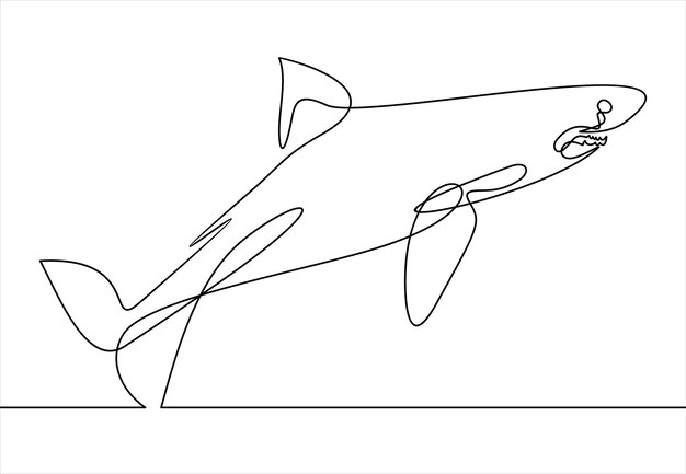 dibujo de línea continua de ilustración de vector de tiburón marino