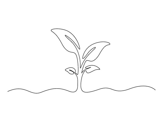 Un dibujo de línea continua de la ilustración vectorial de crecimiento de brotes