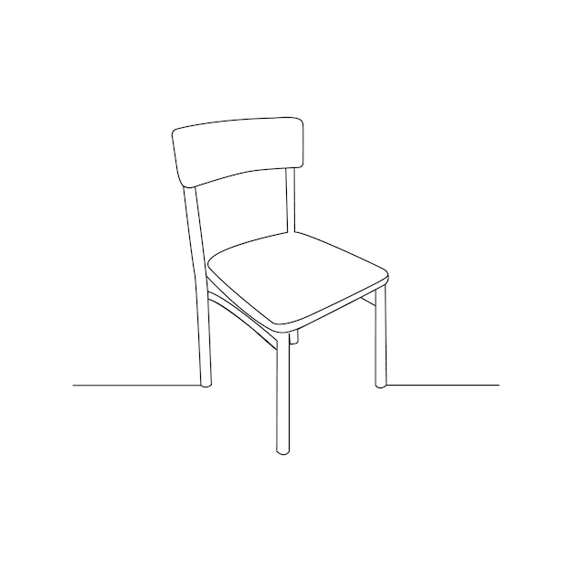 Dibujo de línea continua de la ilustración vectorial del diseño de la silla de madera de cena alta