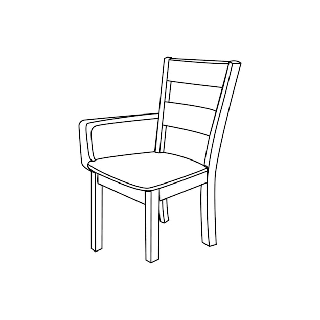 Dibujo de línea continua de la ilustración vectorial del diseño de la silla de madera de cena alta