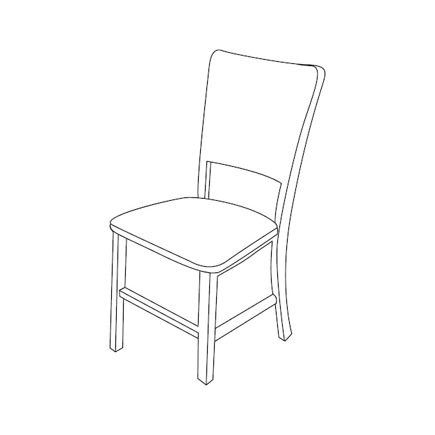 Dibujo de línea continua de la ilustración vectorial del diseño de la silla de madera de cena alta