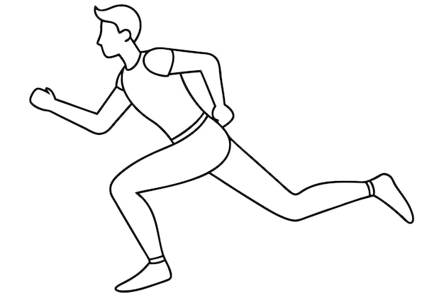 Dibujo de línea continua de la ilustración vectorial del hombre que corre