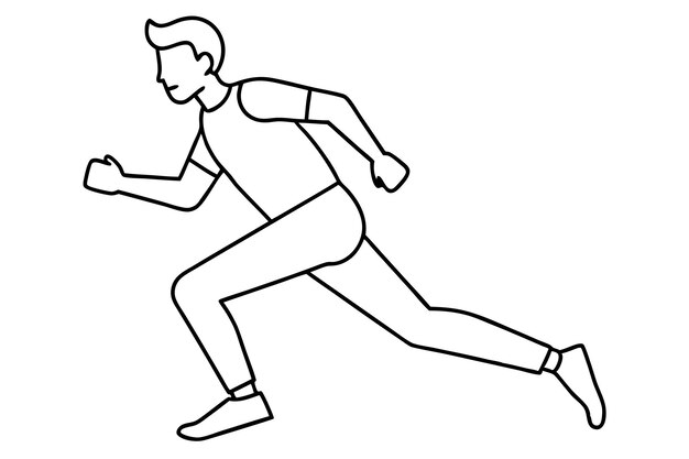 Dibujo de línea continua de la ilustración vectorial del hombre que corre