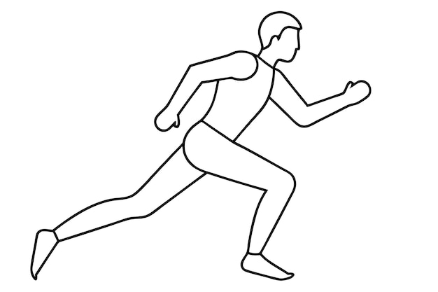 Dibujo de línea continua de la ilustración vectorial del hombre que corre