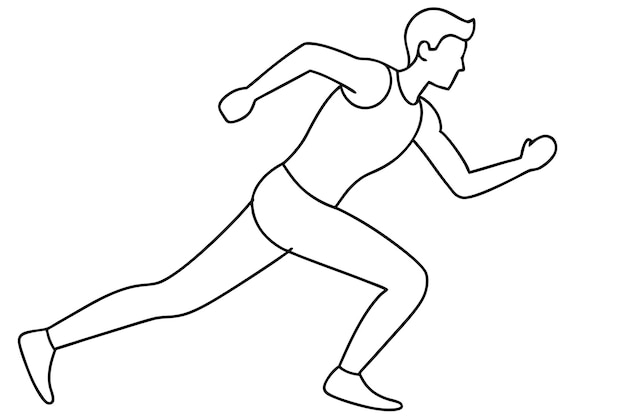 Dibujo de línea continua de la ilustración vectorial del hombre que corre