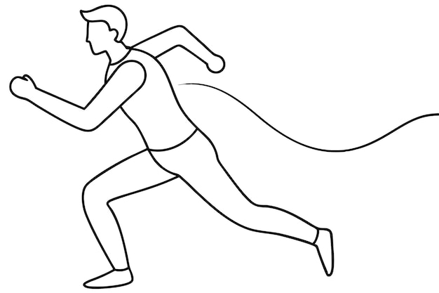 Dibujo de línea continua de la ilustración vectorial del hombre que corre