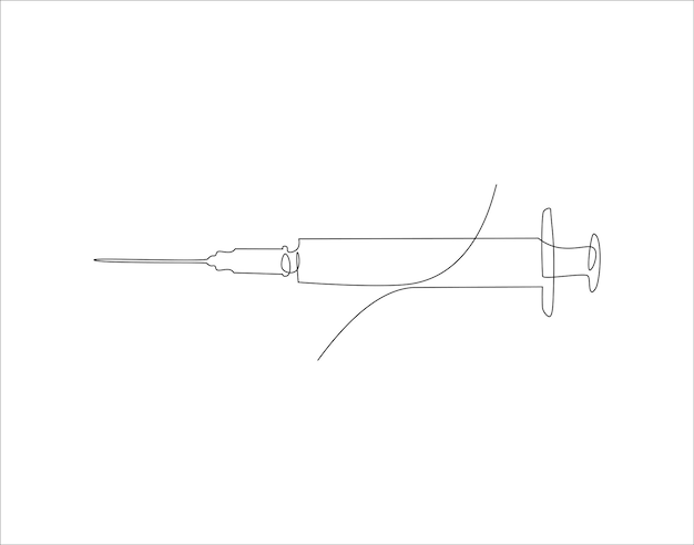 Dibujo de línea continua de la jeringa para inyecciones Una línea de jeringa de inyección Arte de línea continua Esbozo editable