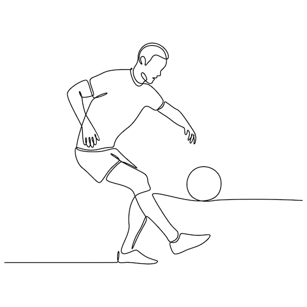 dibujo de línea continua de un jugador de fútbol aislado en un vector de fondo blanco