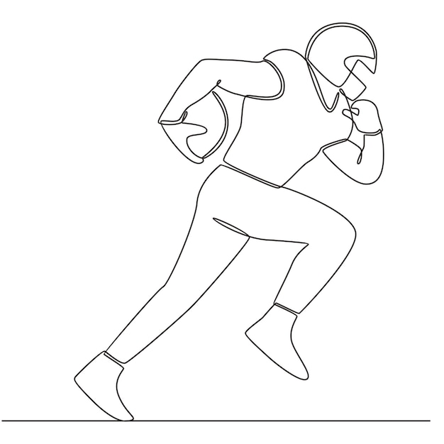 Dibujo de línea continua de jugador de fútbol americano ilustración de arte de línea vectorial