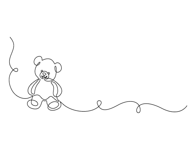 Dibujo de línea continua de un juguete de peluche encantador Un peluche de peluque lindo Ilustración vectorial