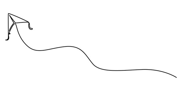 Dibujo de una línea continua de Kite de la ilustración vectorial de contorno Vector Kite Continuo de una línea