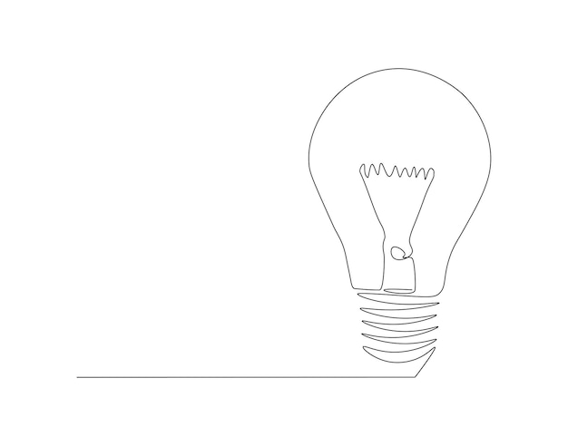 Dibujo de línea continua de la lámpara de bombilla Una línea de lámpara de luz eléctrica Bombilla de lámpara Arte de línea continua Esbozo editable