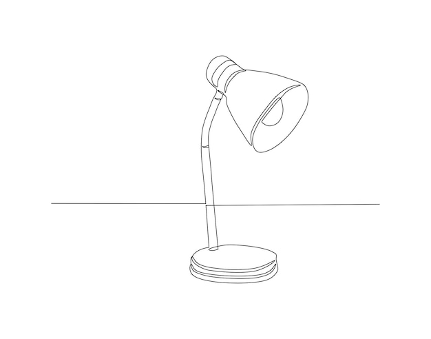 Dibujo de línea continua de la lámpara de escritorio para la mesa Una línea de lámpara de mesa Lámpara de mesa Arte de línea continua Contorno editable