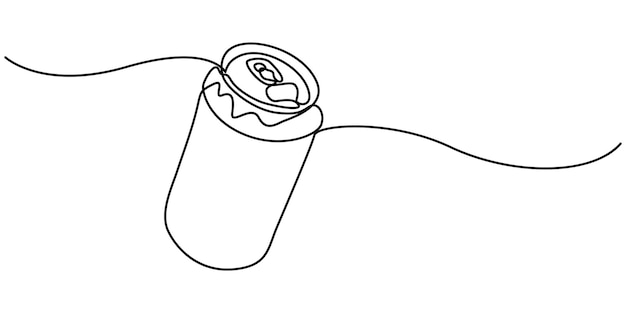 Dibujo de línea continua de lata de aluminio de refresco Una línea de lata de aluminio de refrescante de soda