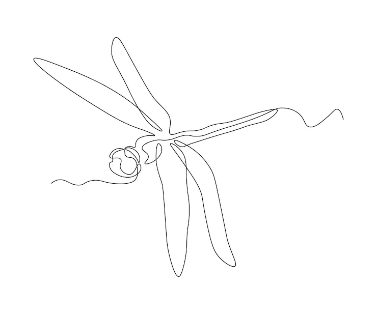 Vector dibujo de una línea continua de libélula abstracta