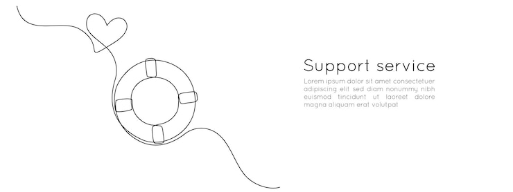 Vector un dibujo de línea continua de lifebuoy cinturón de rescate y anillo de goma con cuerda en estilo lineal simple concepto de apoyo y servicio de ayuda ilustración vectorial de icono de doodle editable