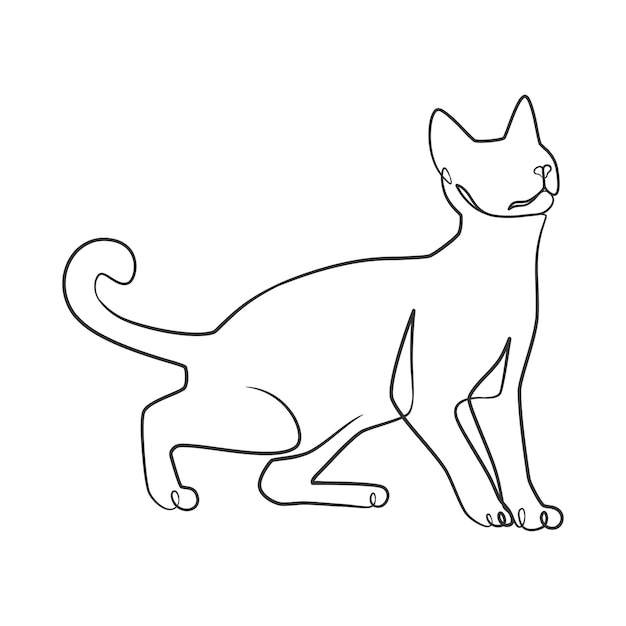 Dibujo de línea continua de lindo gato Dibujo de una línea de gato diseño minimalista