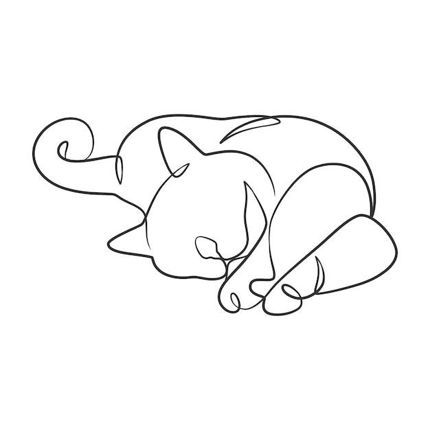Dibujo de línea continua de lindo gato Dibujo de una línea de gato diseño minimalista