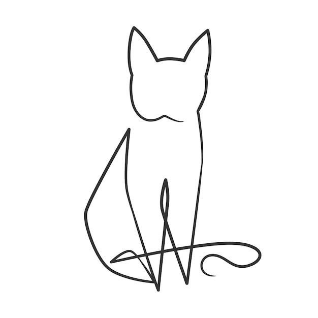 Dibujo de línea continua de lindo gato Dibujo de una línea de gato diseño minimalista