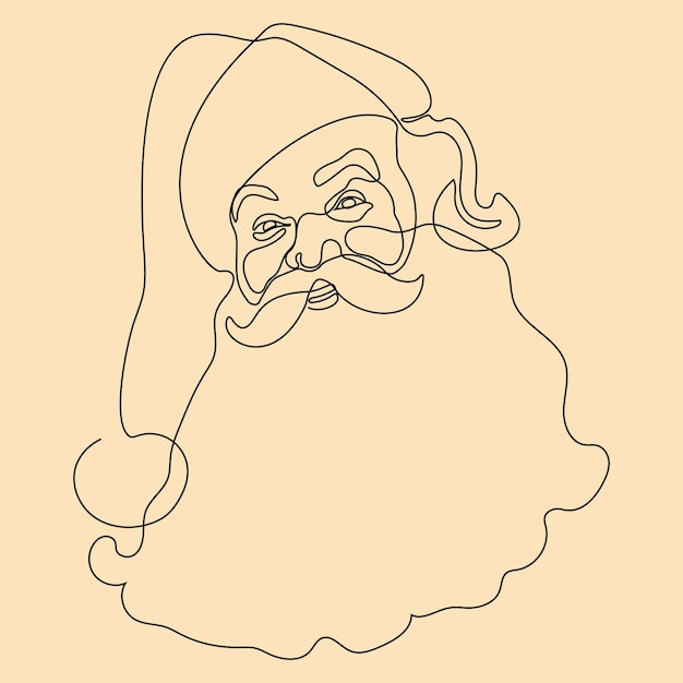 Vector dibujo de línea continua una línea santa claus feliz navidad y feliz año nuevo ilustración vectorial