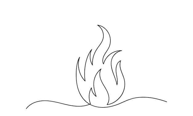 Dibujo de línea continua de la llama de fuego El icono de la llama del fuego aislado en un fondo blanco Camp Fire