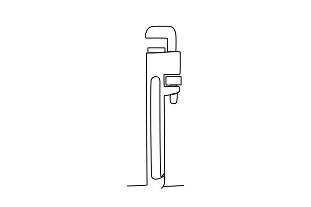 Un dibujo de línea continua de una llave de tubo Un concepto de línea diseño gráfico ilustración vectorial o