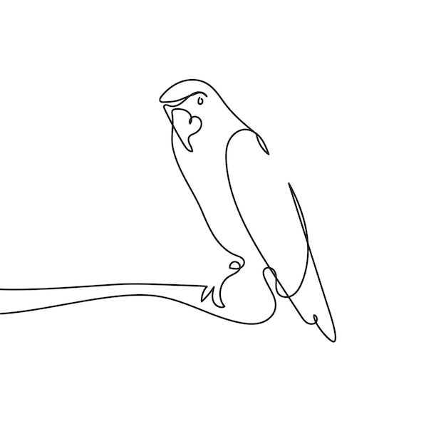 Dibujo de línea continua de loro de una línea