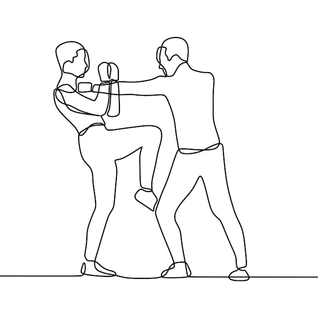 dibujo de línea continua en lucha