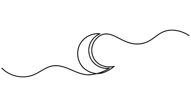 Dibujo de una línea continua de la luna Arte vectorial dibujado a mano