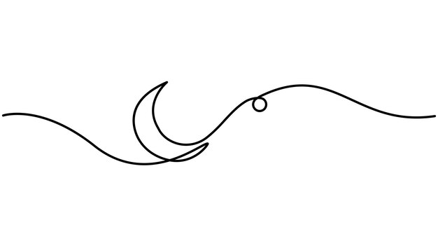 Dibujo de una línea continua de la luna Arte vectorial dibujado a mano