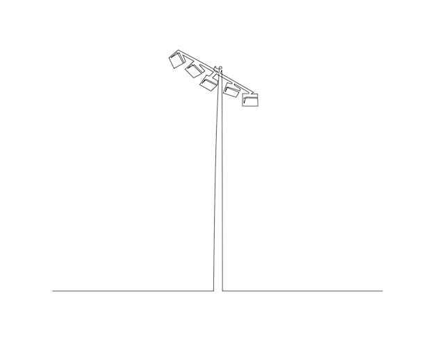 Dibujo de línea continua de la luz de la calle Una línea de la lámpara de luz de la carretera Arte de línea continua Contorno editable