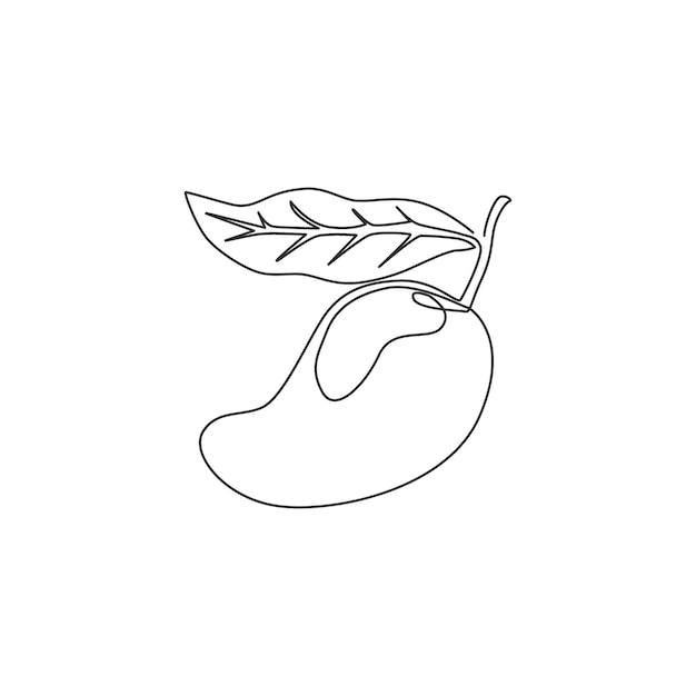 Un dibujo de línea continua de mango orgánico saludable para el logotipo del huerto Icono de fruta tropical fresca