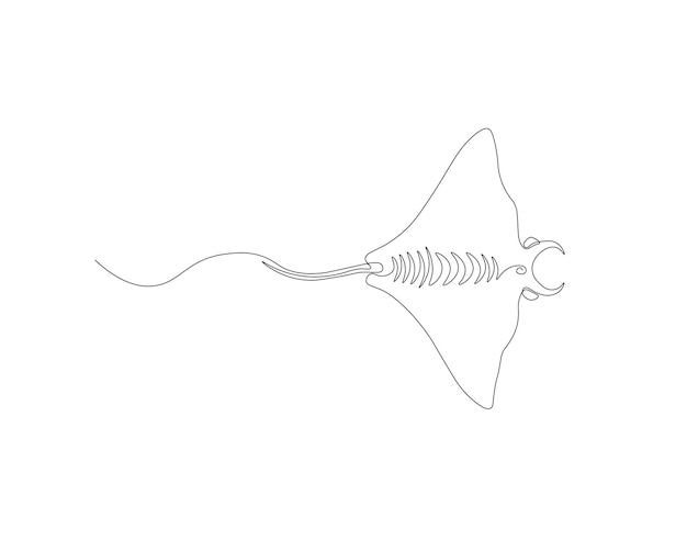 Dibujo de línea continua de manta ray Una línea de rayas concepto de animal marino arte de línea continua Contorno editable