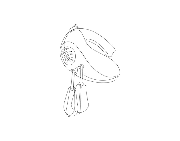 Dibujo de línea continua de la máquina mezcladora Una línea de utensilios de cocina Mezclador Mezcladora para mezclar Arte de línea continua Contorno editable