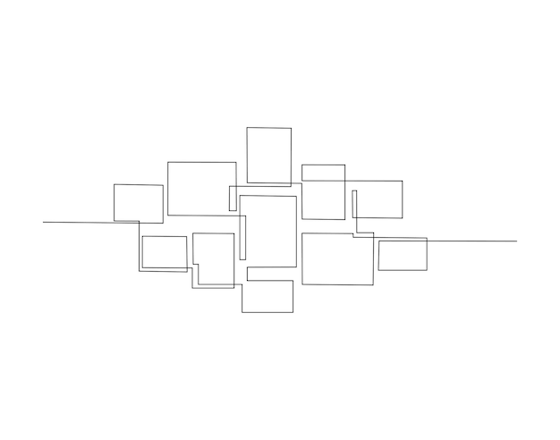 Dibujo de línea continua de marco de pared Una línea de marco de imagen Marco de arte de línea continua Contorno editable