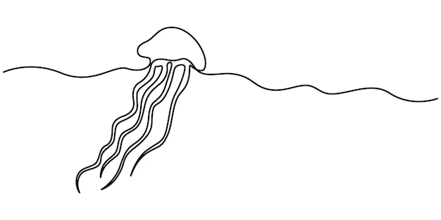 Dibujo de línea continua de medusas Una línea de medusas marinas Concepto de animal marino continuo