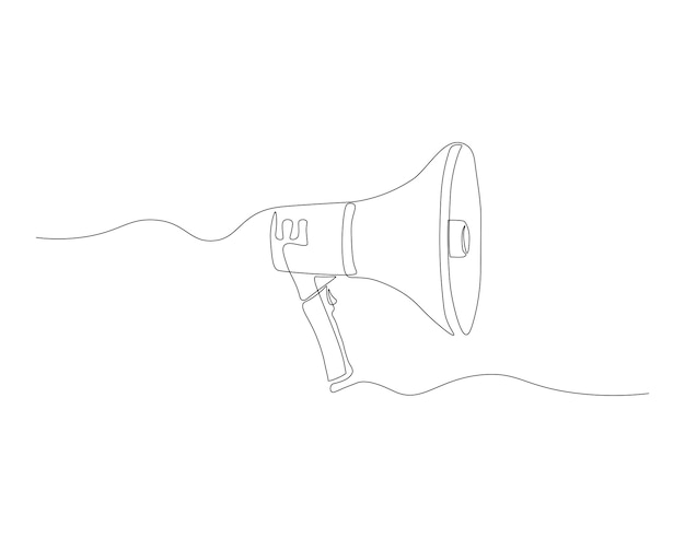 Dibujo de línea continua del megáfono Una línea de megáfona Orador para el concepto de anuncio público Arte de línea continua Esbozo editable