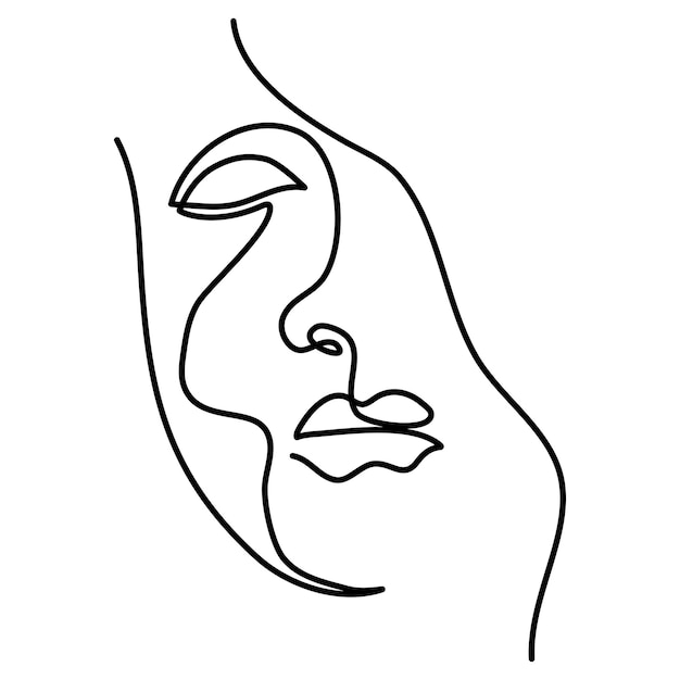 Dibujo de línea continua minimalista abstracto Retrato de cara de mujer