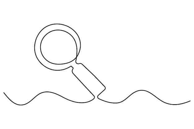 Un dibujo de línea continua minimalista de una lupa