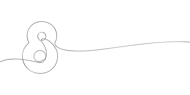 Dibujo de línea continua minimalista del número ocho