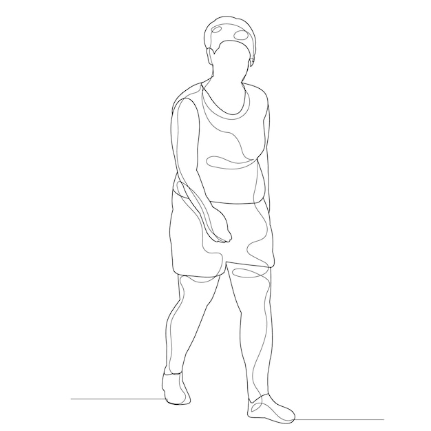 Dibujo de línea continua mujer, dibujo de niña, vector