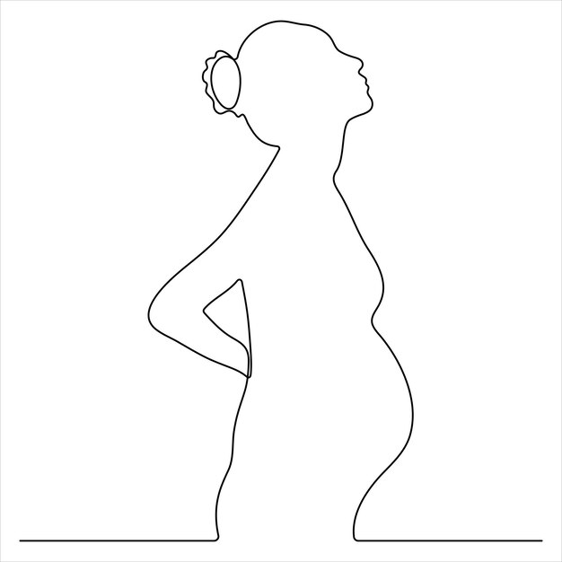 Un dibujo de línea continua de una mujer embarazada feliz