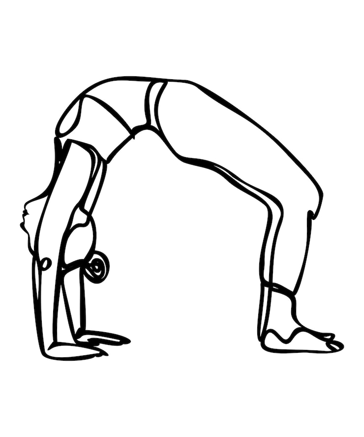 Dibujo de línea continua Mujer haciendo ejercicio en pose de yoga Ilustración vectorial
