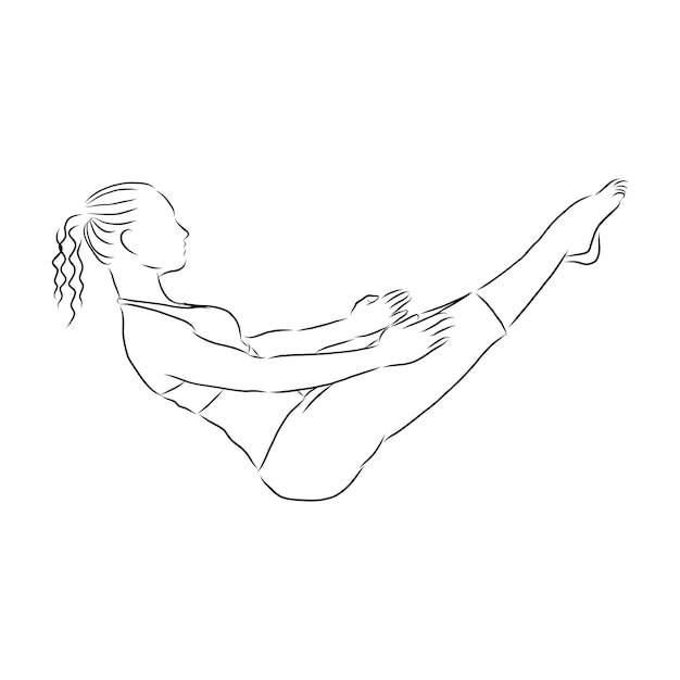 Dibujo de línea continua de mujer haciendo ejercicio
