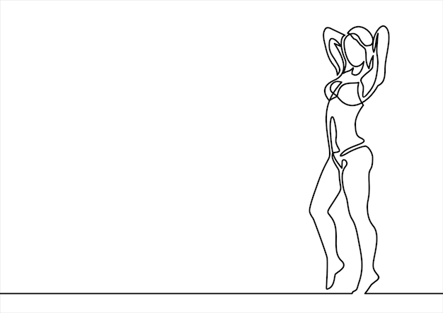 Dibujo de línea continua de mujer sexy