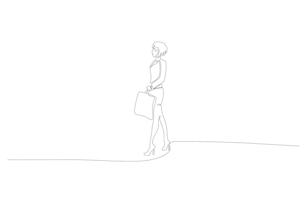 Dibujo de línea continua de mujeres en la ilustración de vector de estilo de compras Vector Premium