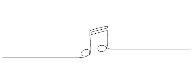 Un dibujo de línea continua de notas musicales banner web minimalista y símbolo de la escuela de sonido y música en un estilo lineal simple trazo editable doodle ilustración vectorial